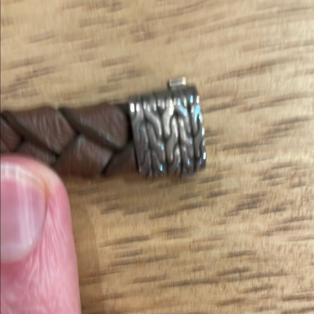 John Hardy Woven Leather Bracelet with Rose Gold and Diamonds - Picture 4 of 8